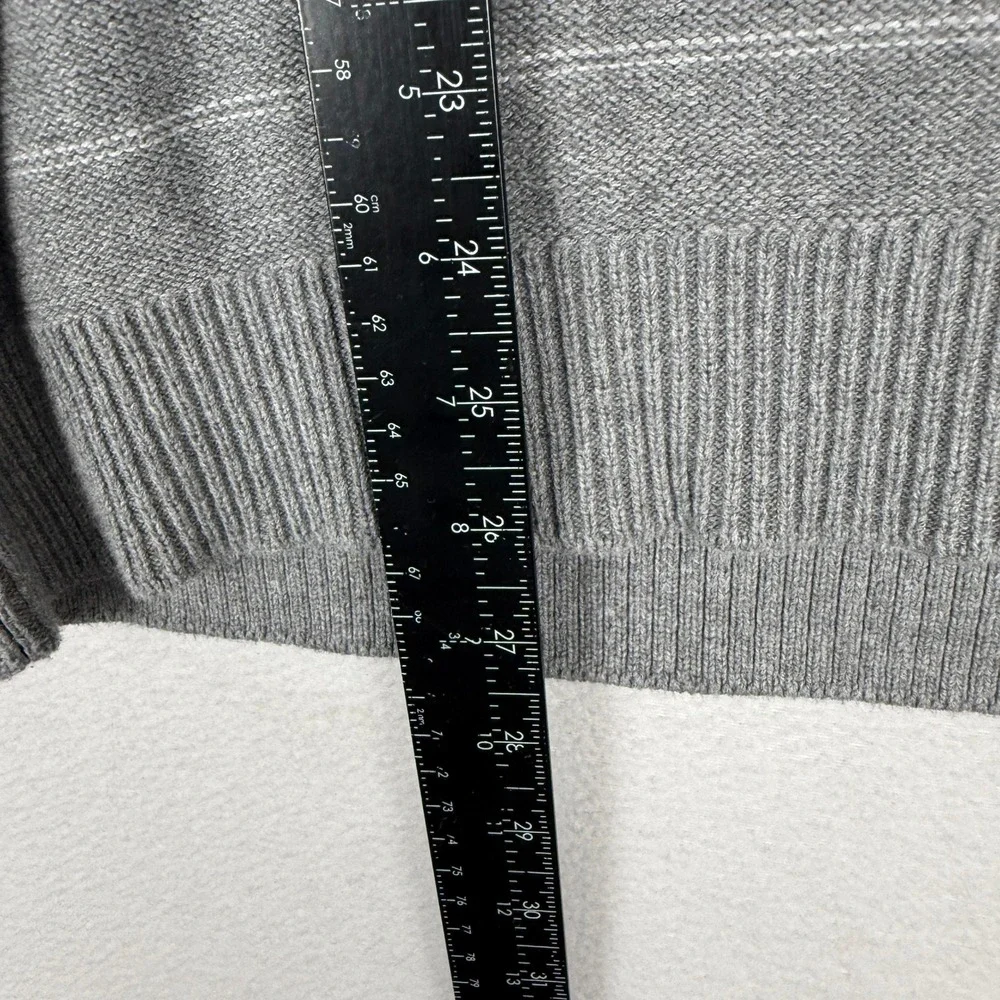 American Rag Mens XL Grey Geometric Striped 1/4 Zip Cotton Knit Sweater